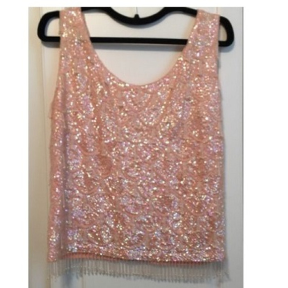 CARDELL Tops - Vintage 1960's Fully Sequined and Beaded Pink Top